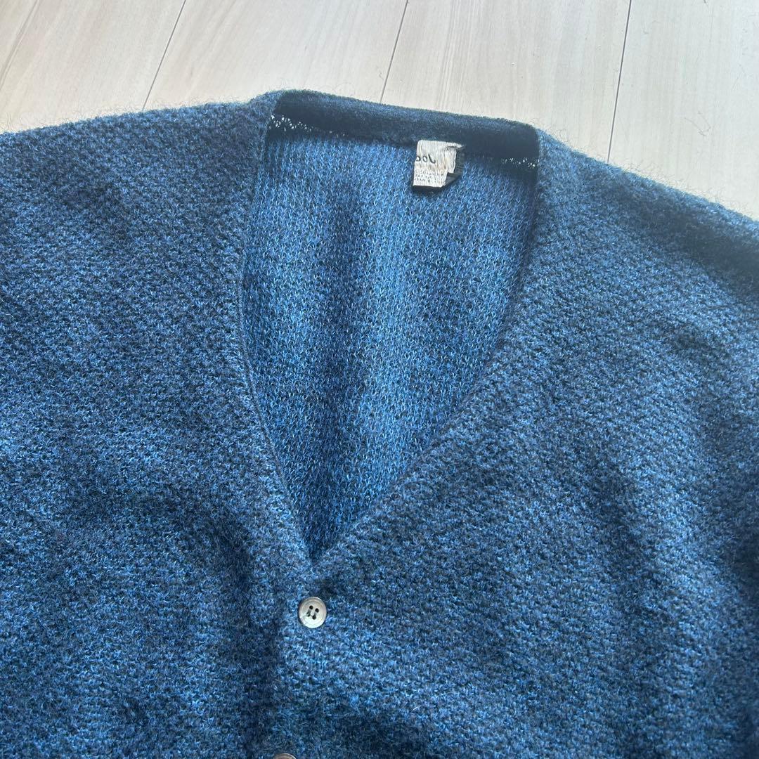 60s Jockey モヘアカーディガン アメリカ製 XL 青黒 ビッグサイズ
