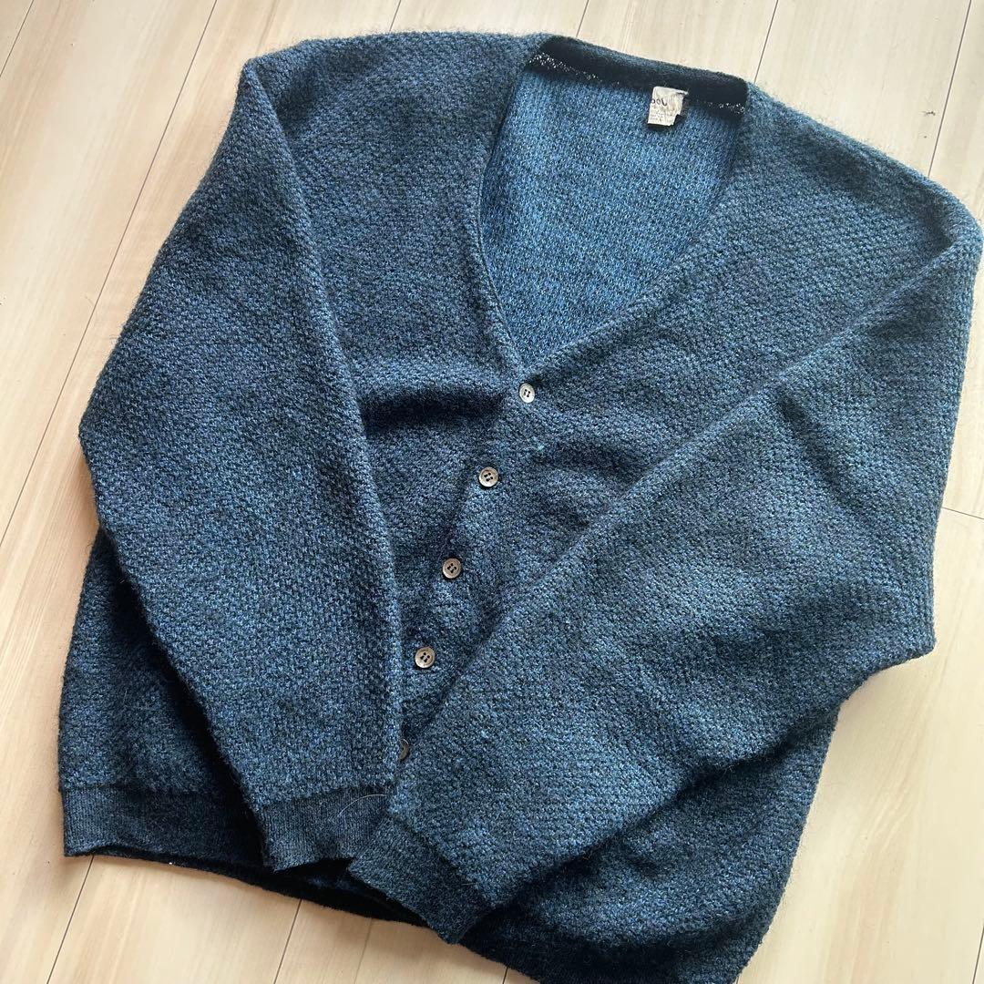 60s Jockey モヘアカーディガン アメリカ製 XL 青黒 ビッグサイズ