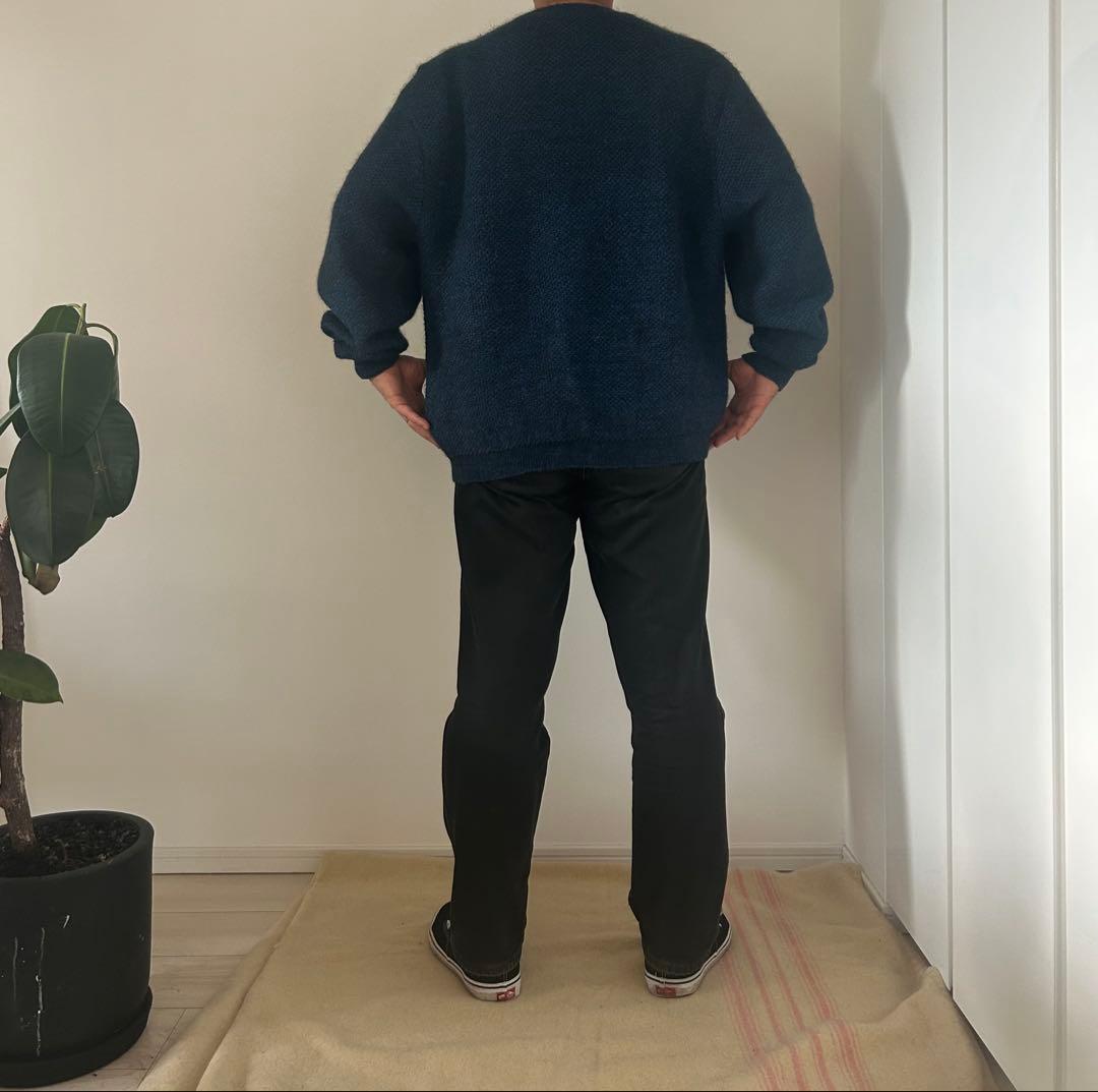 60s Jockey モヘアカーディガン アメリカ製 XL 青黒 ビッグサイズ