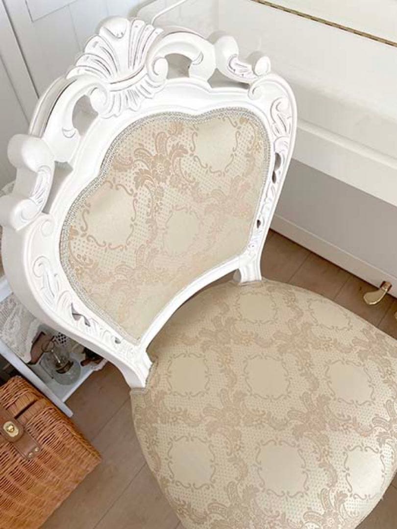 アンティーク 猫脚 チェア 椅子 ロココ ホワイト シャビーシック