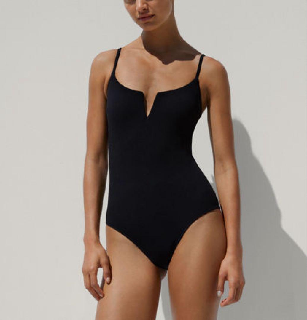 【OYSHO】フロントVカットピケ生地ワンピース水着/Sサイズ