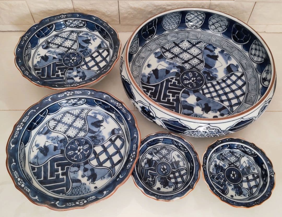 【平戸焼・三川内焼】平戸松山窯 平戸祥瑞シリーズ5点セット