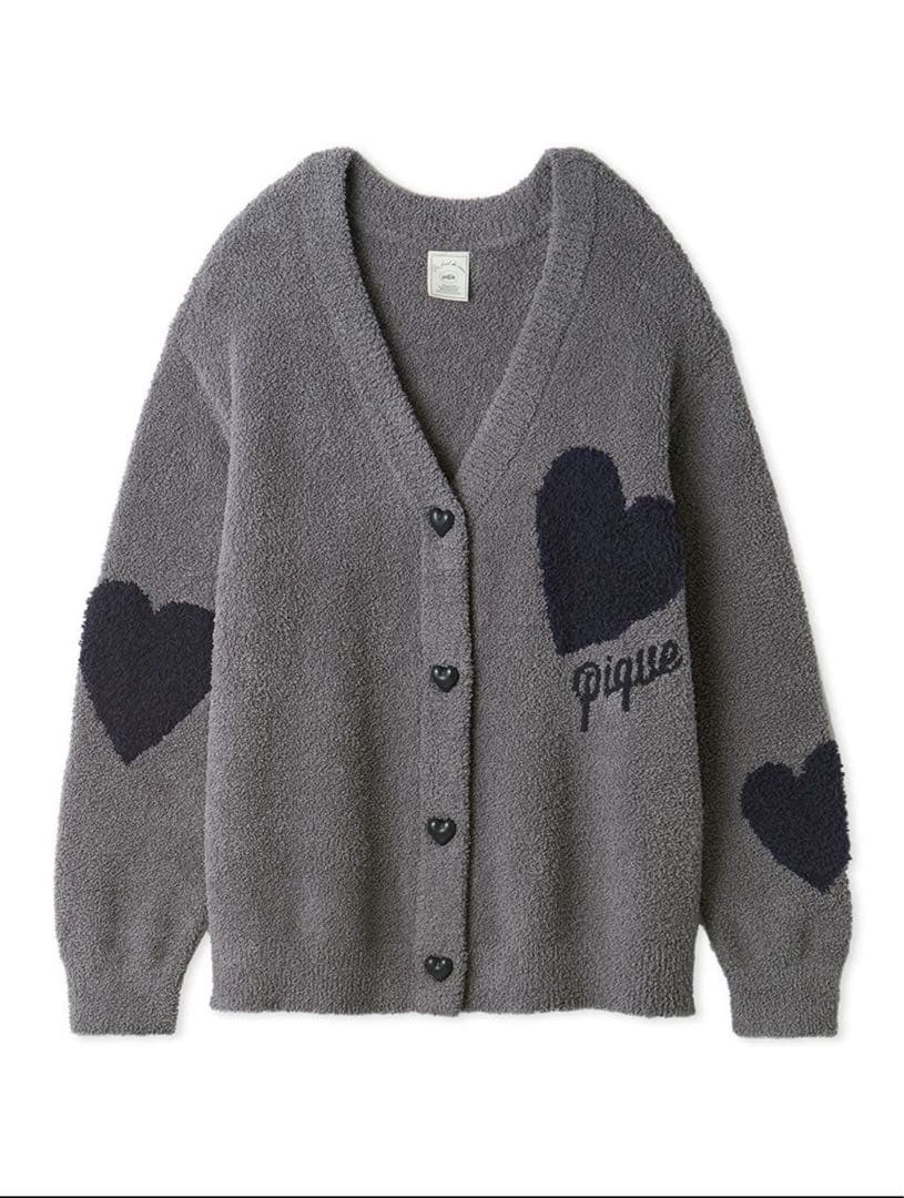 み*る様 ジェラートピケ【UNISEX】ハートジャガードカーディガン S-Mサイ