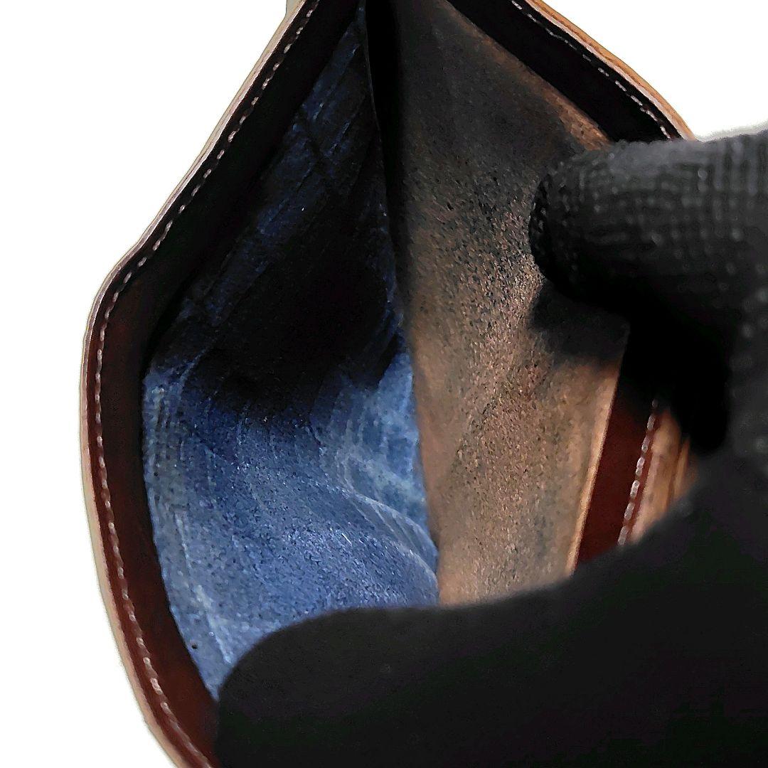 イルビゾンテ　折り財布　ブルー　クロコ型押し　金ボタン　ユニセックス