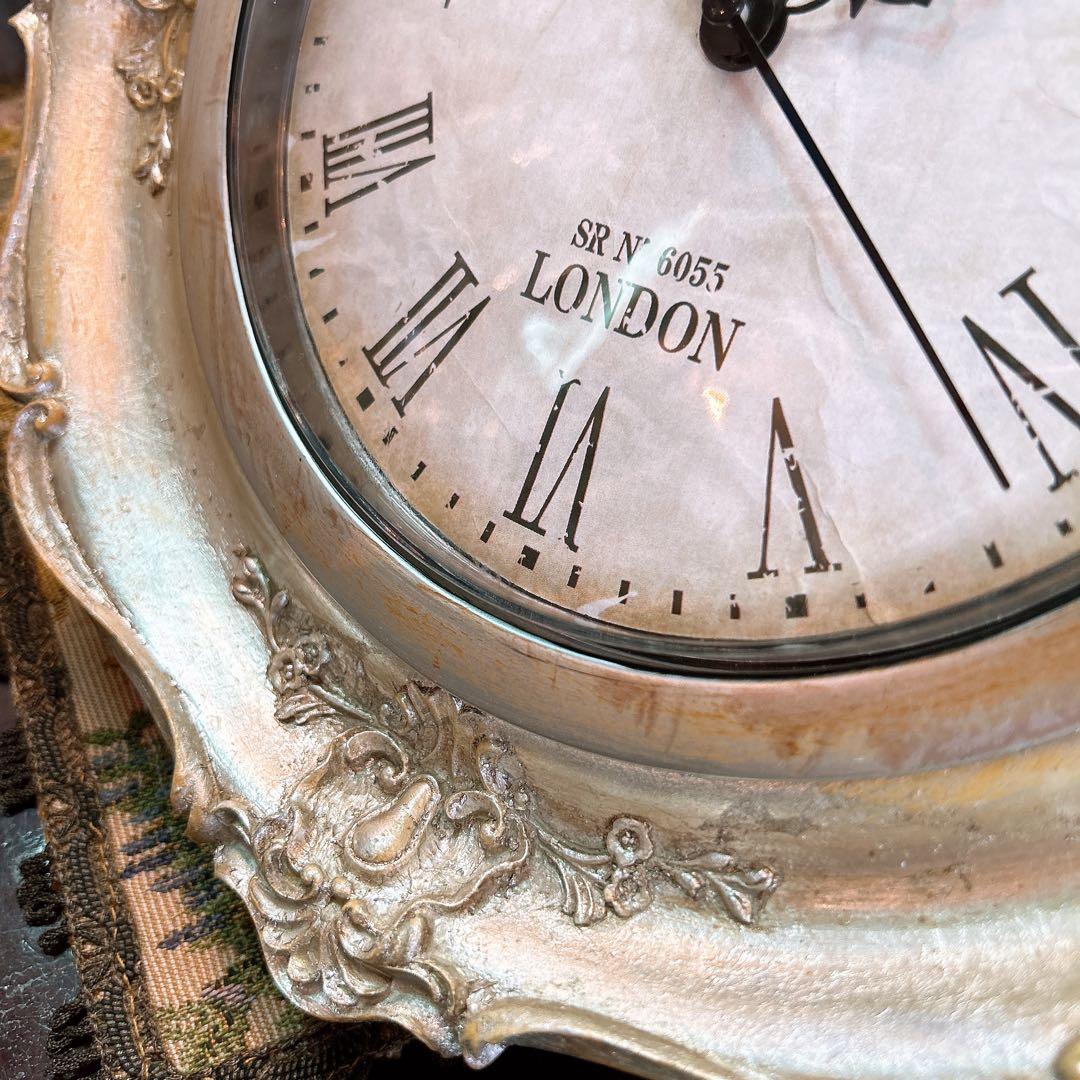 フレンチアンティーク調 ウォールデコレーション クロック 壁掛け時計 SV