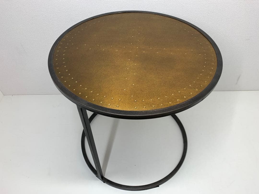 関家具 エルマ ラウンドサイドテーブル50 真鍮板 Φ50cm