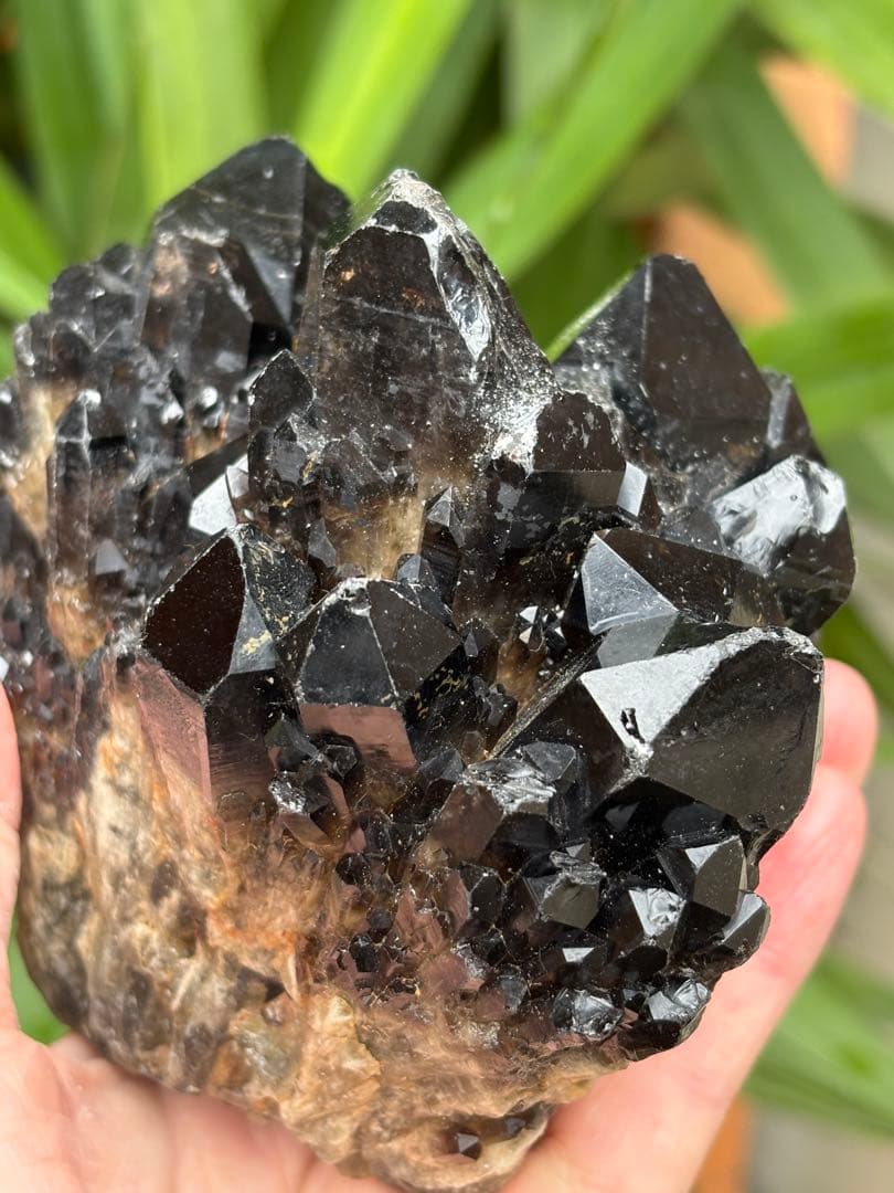 モリオン　黒水晶　キャンドルクォーツ　クラスター　1037g 姿が美しい