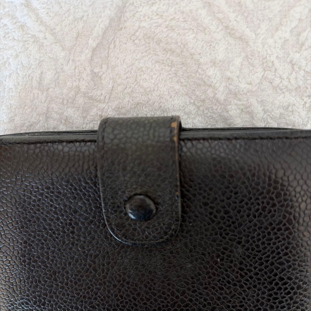 CHANEL キャビアスキンブラックレザー 二つ折り財布