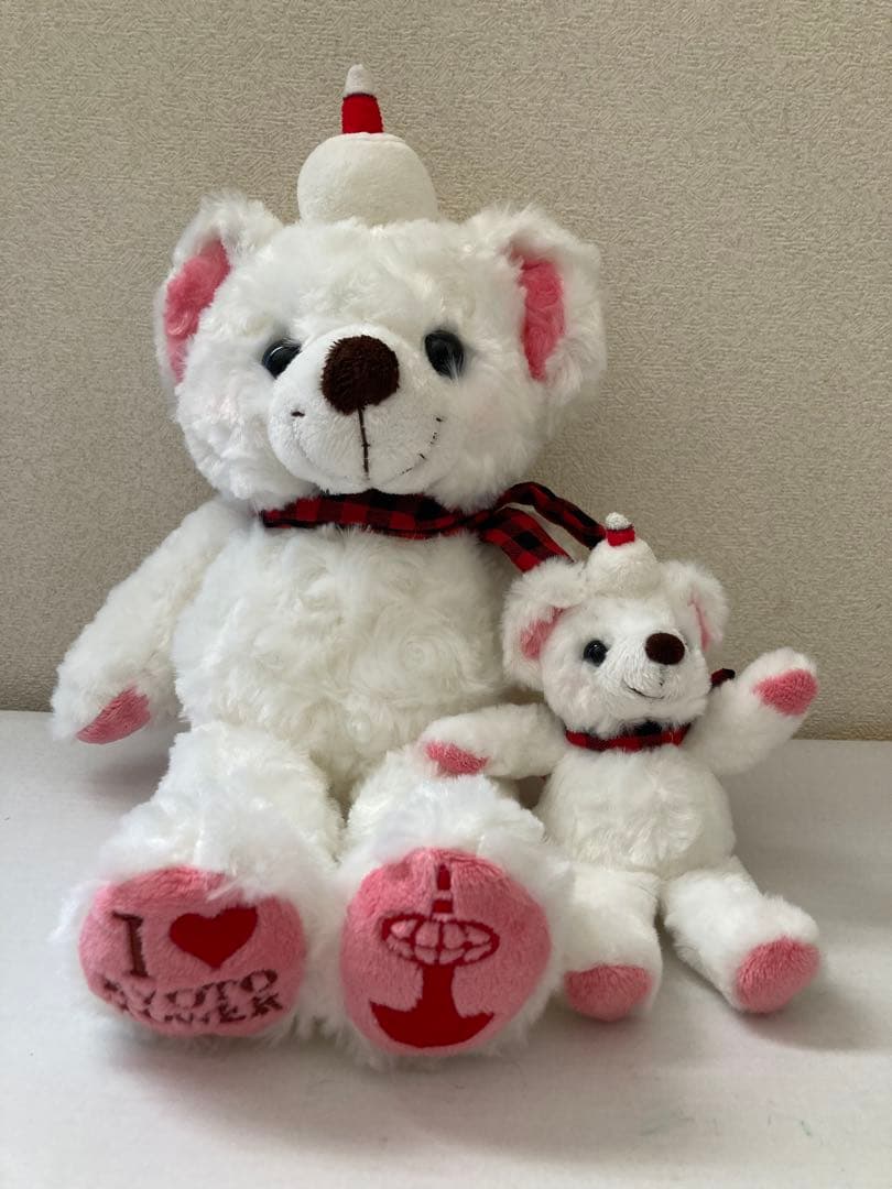 K*z様 レア希少　ご当地ベア京都タワー　テディベアぬいぐるみ　大小2体セット藤