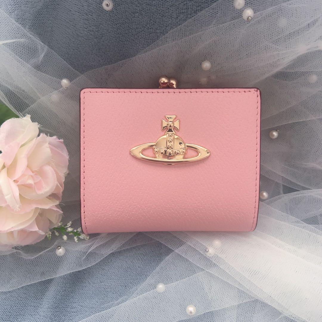 VivienneWestwoodピンク 二つ折り財布 ゴールドロゴ