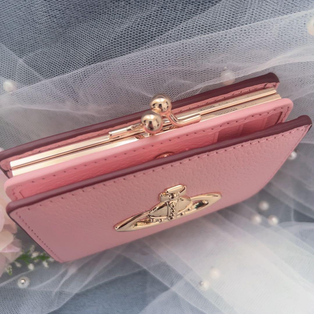 VivienneWestwoodピンク 二つ折り財布 ゴールドロゴ