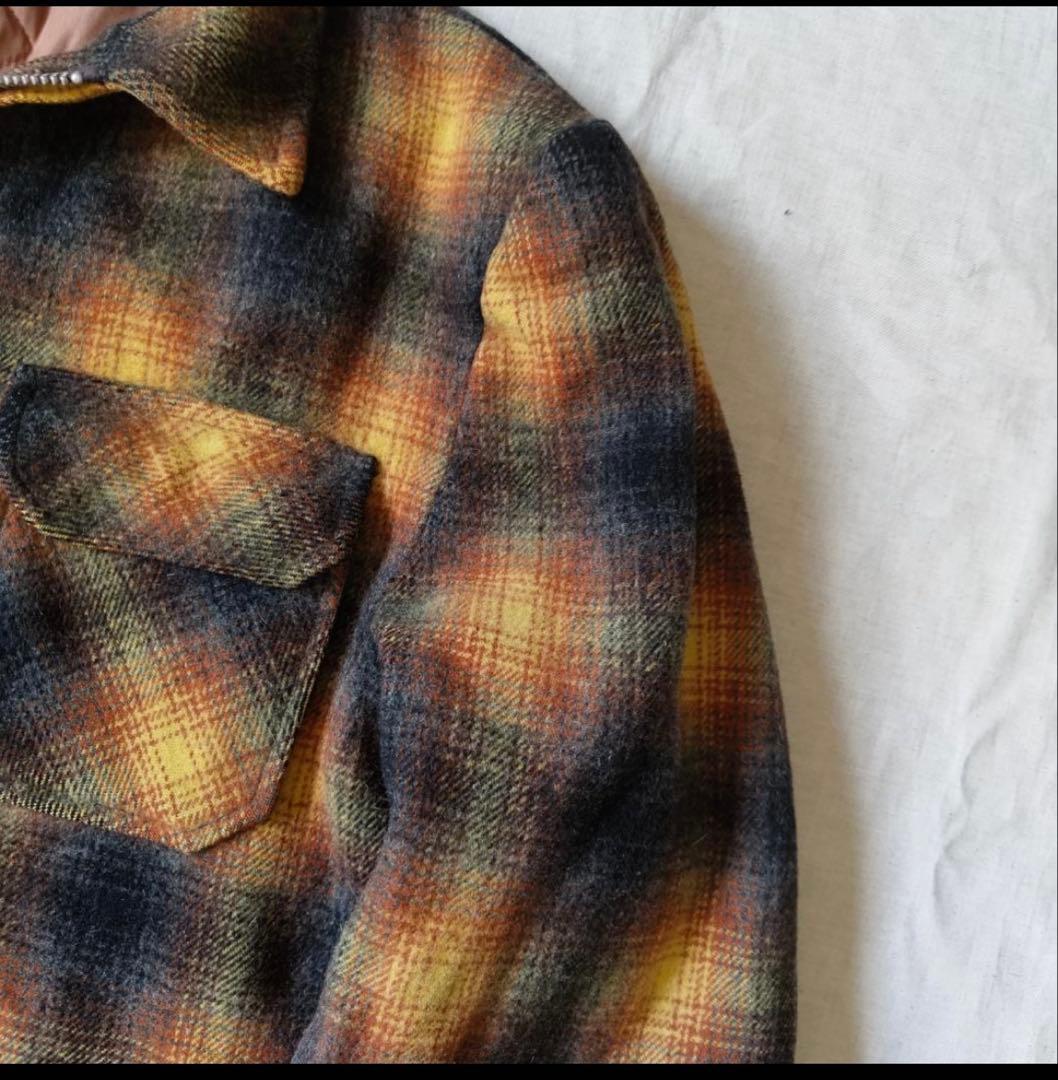 50s 60s オンブレ チェック ウールジャケット CPOジャケット