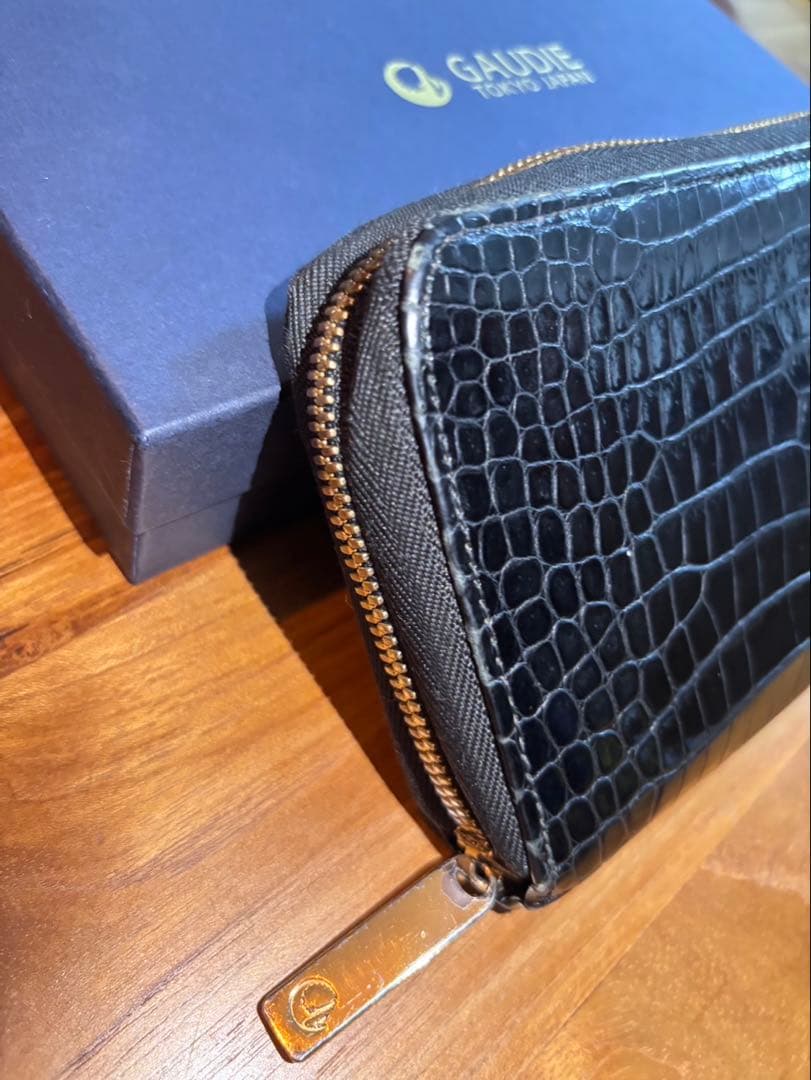 翠　GAUDIE ガウディ クロコダイル 長財布 ブラック 付属品あり