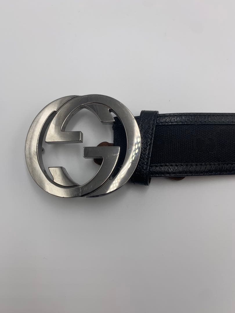 GUCCI グッチ インターロッキングG ベルト GGキャンバス レザー