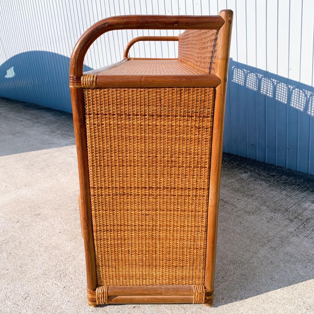 ラタン10杯チェスト 昭和レトロ エスニック アジアン 籐家具 ラタン 古民具