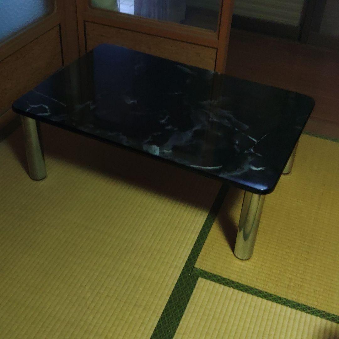黒い大理石風?ローテーブル　センターテーブル
