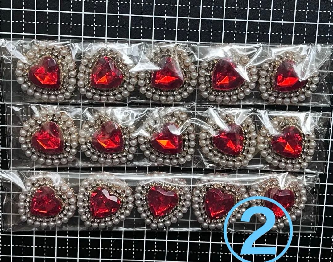 パール ビジュー ハート センター パーツ 藍色 18個