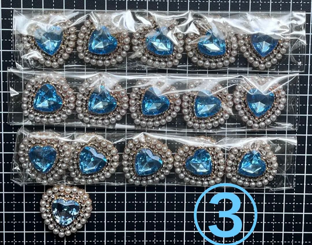 パール ビジュー ハート センター パーツ 藍色 18個