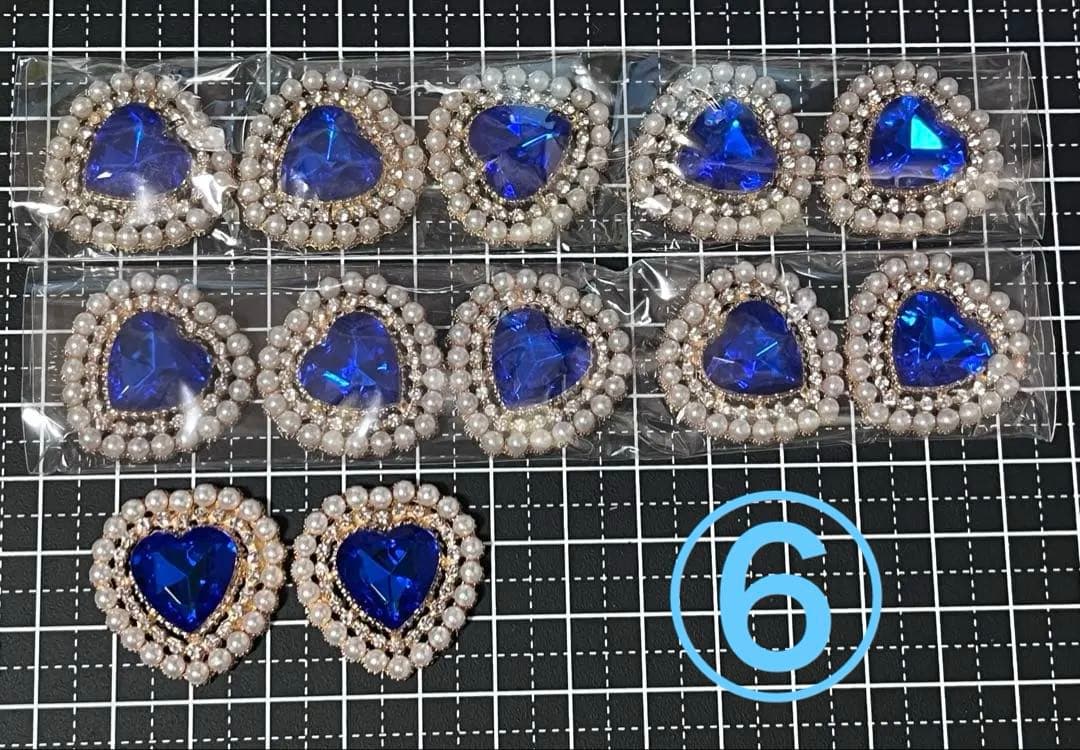 パール ビジュー ハート センター パーツ 藍色 18個