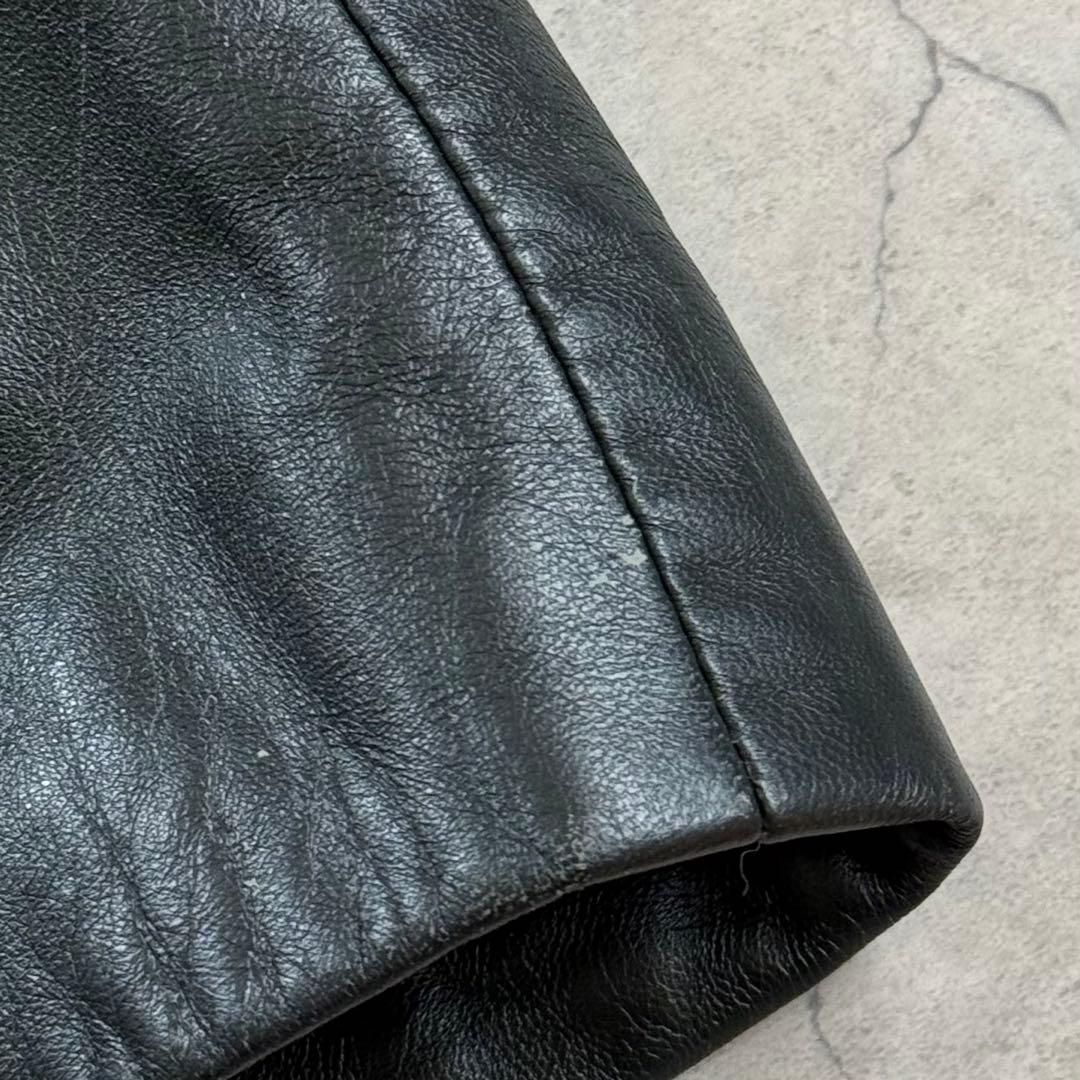 ヴィンテージ レトロ古着 ジャガード総柄襟レザージャケット 羊革 グレー系 希少