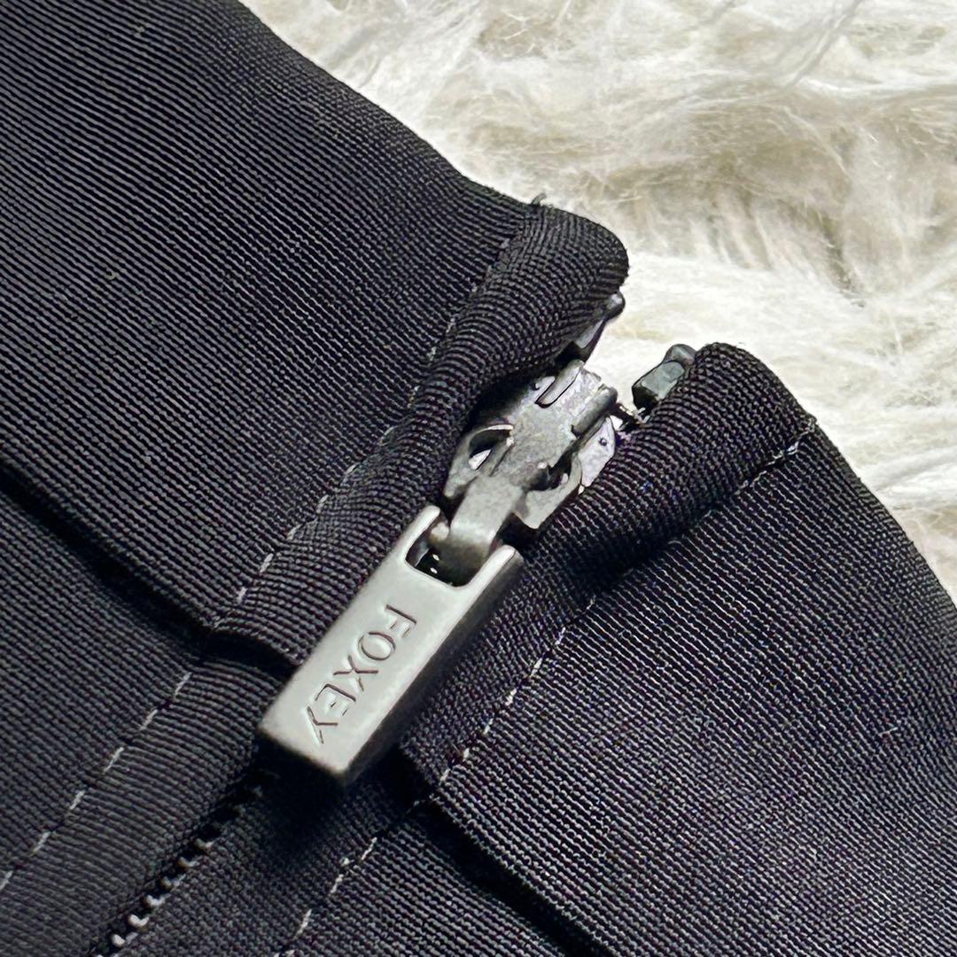 極美品♡フォクシーニューヨーク リズムフレア フレアスカート グログラン素材 黒