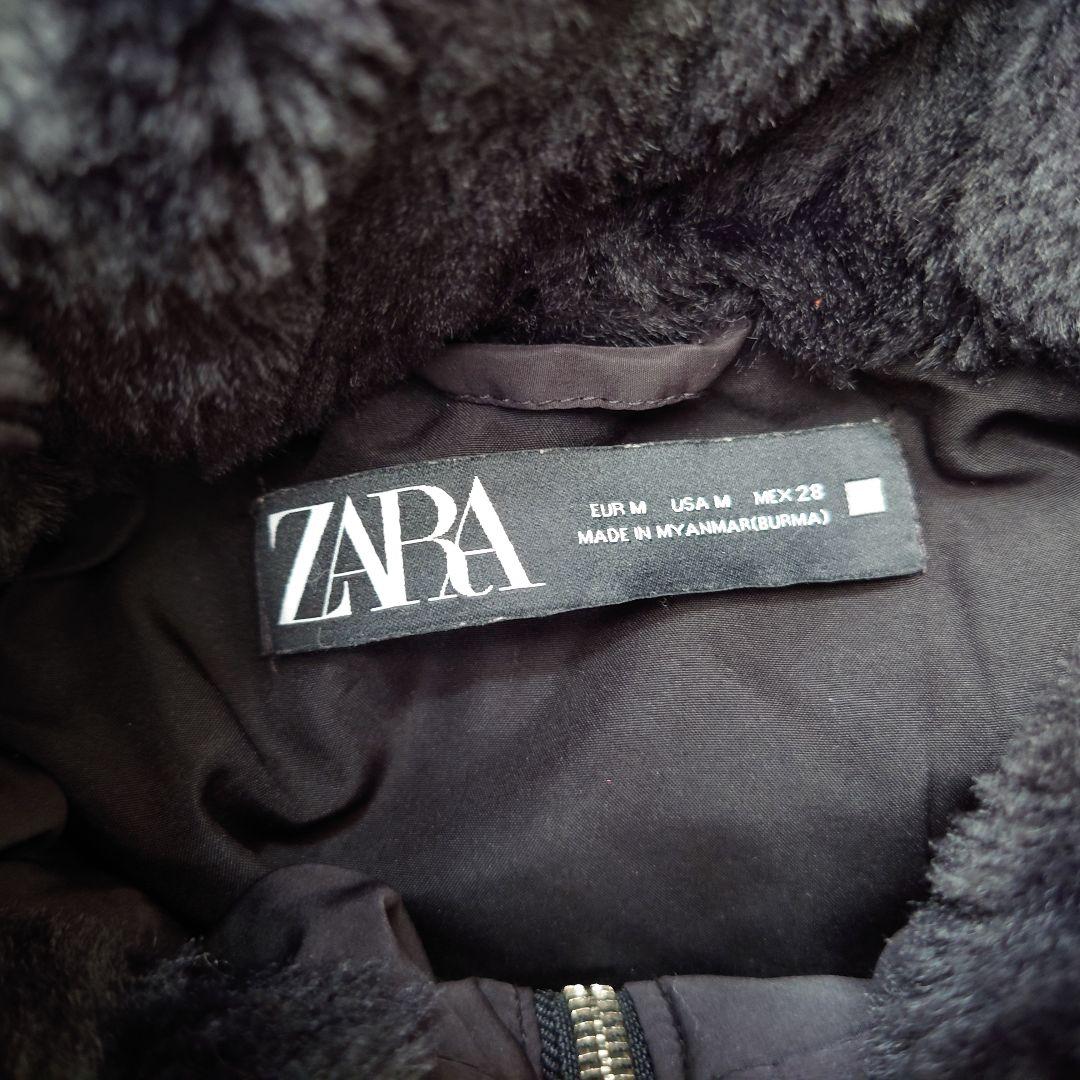 ZARA ザラ フェイクファー ロングダウンコート　ウエストベルト　M 黒
