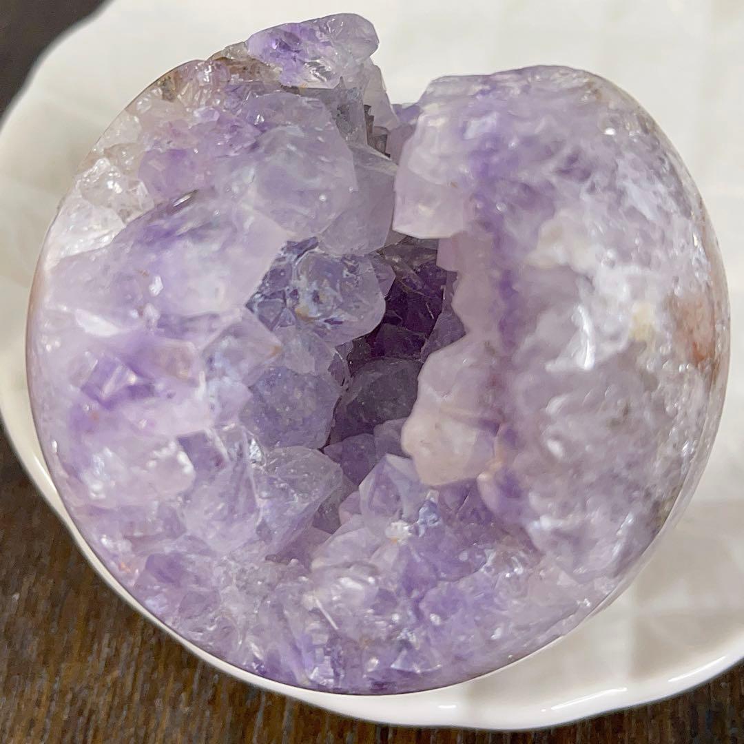 大! 天然石 ジオード アゲート ピンクアメジスト 共生 スフィア パープル