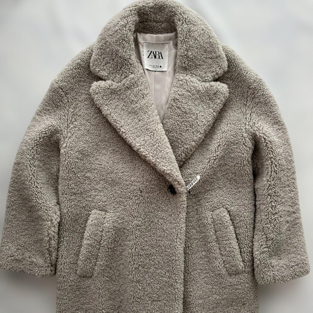 【美品】ZARA ザラ テディベア ボア チェスターコート ロング丈 S