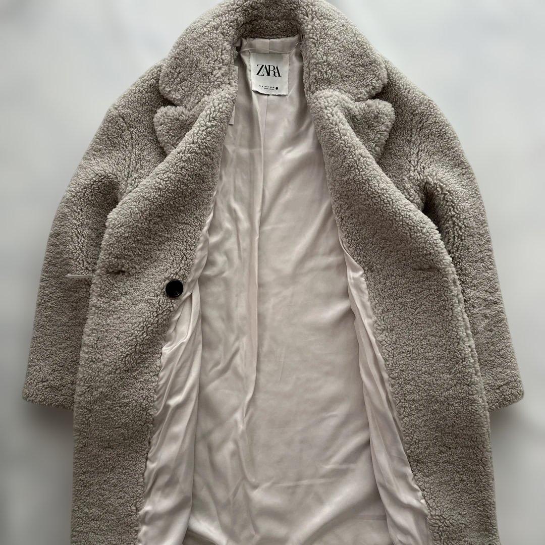 【美品】ZARA ザラ テディベア ボア チェスターコート ロング丈 S