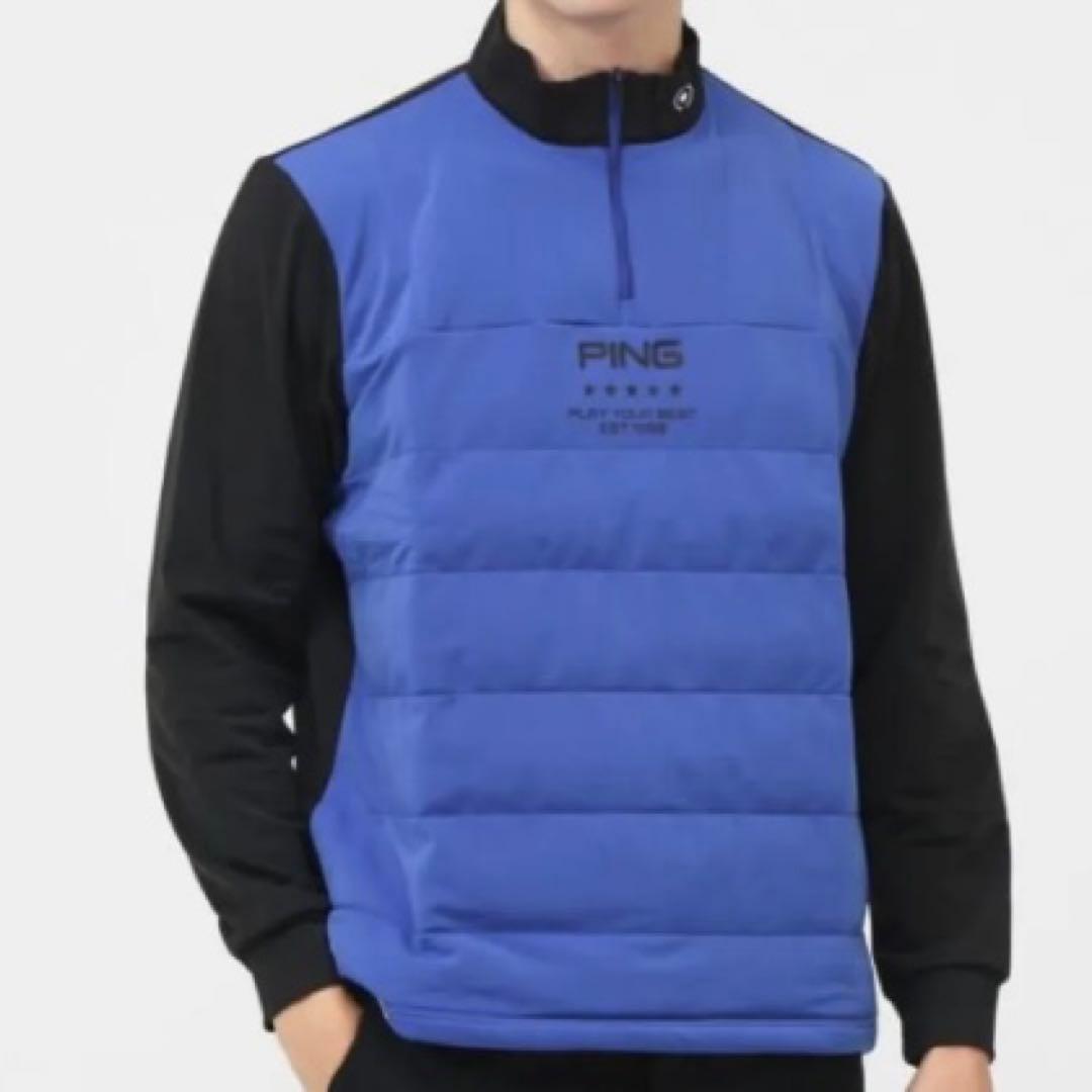 【新品】PING 2024年　キルティング ハーフジップシャツ　ブルー　3L