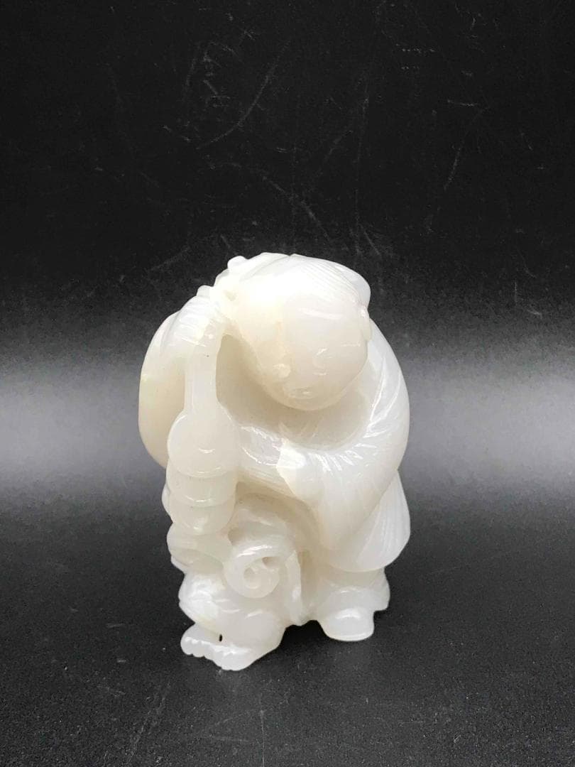 清乾隆時代　和田玉　童子佩　純和田玉彫り　古玉石　白玉　時代物　賞物(F-4)