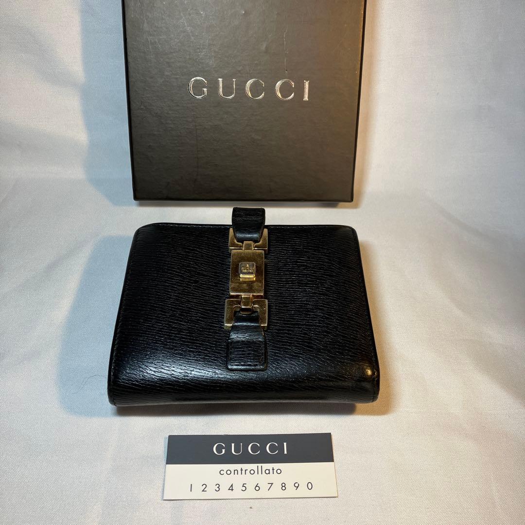 【GUCCI 】グッチ ジャッキーコンパクトウォレット 二つ折り財布 ブラック