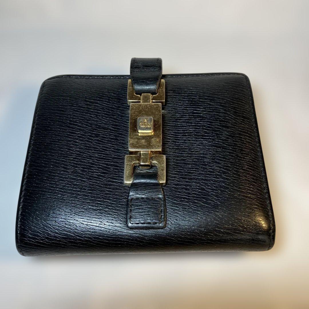 【GUCCI 】グッチ ジャッキーコンパクトウォレット 二つ折り財布 ブラック