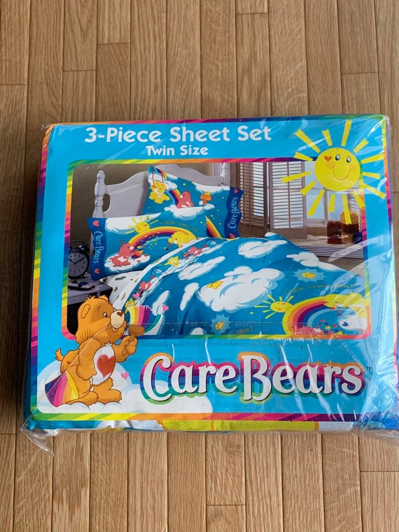入手困難！ケアベア　カラフルレインボー　シーツ3点セット　未開封　2002年