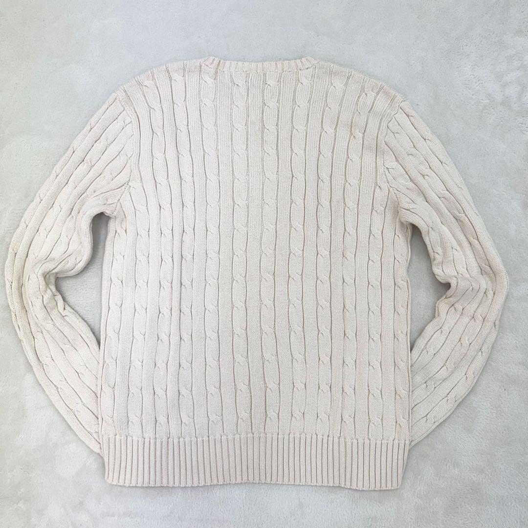 未使用級✨ポロラルフローレン　ケーブルニット　アイボリー　レディースLサイズ