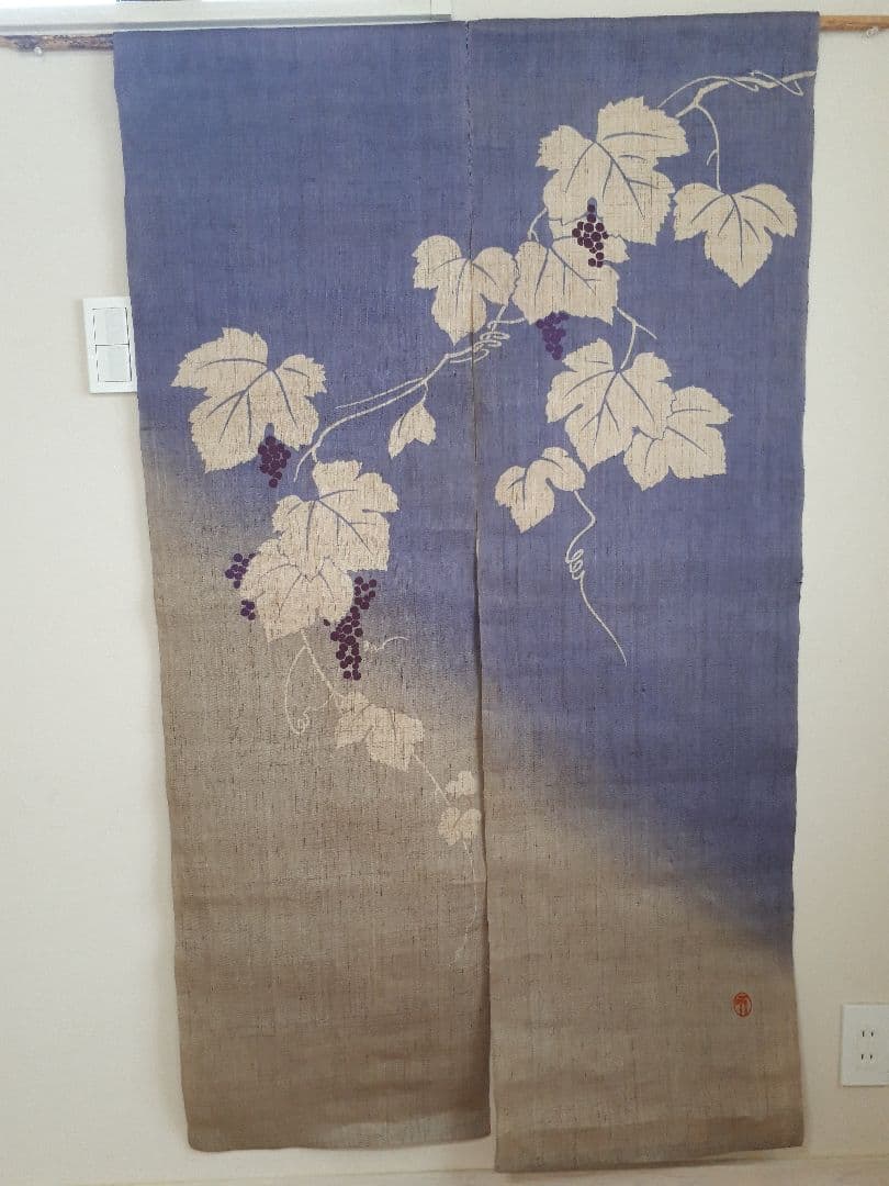 麻のれん　夏暖簾　手染め　涼感　　間仕切り　麻100％　　麻暖簾