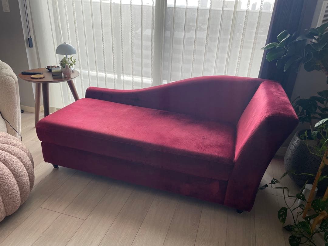 【れな】フライミーブラン カウチソファ ワインレッド