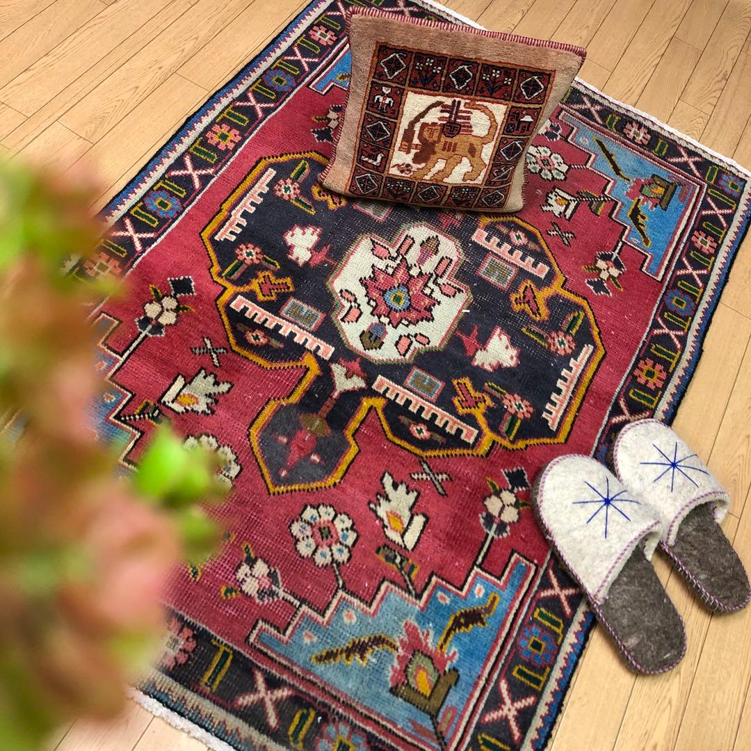 ペルシャ絨毯 ヴィンテージラグ 140×97cm 手織り オールドpersia