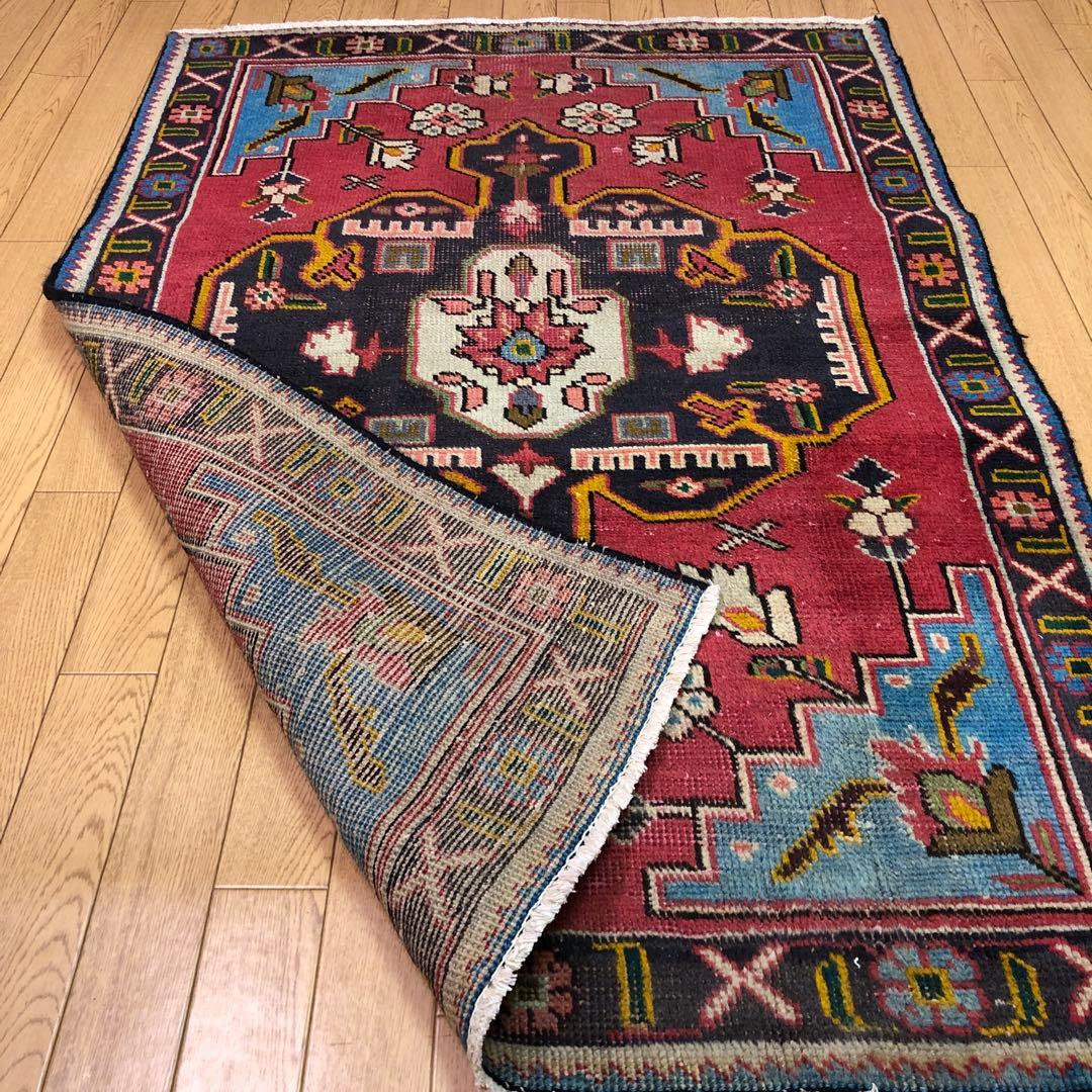 ペルシャ絨毯 ヴィンテージラグ 140×97cm 手織り オールドpersia