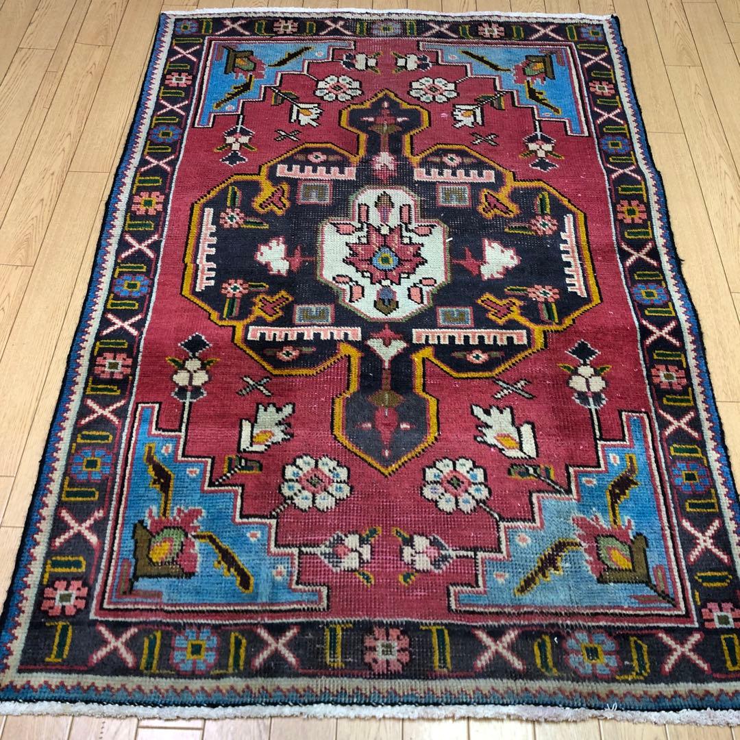 ペルシャ絨毯 ヴィンテージラグ 140×97cm 手織り オールドpersia