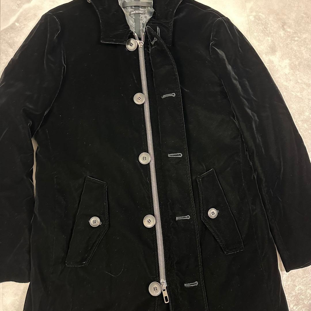 Giorgio Armani ベルベット ロングコート フード付き ベロア