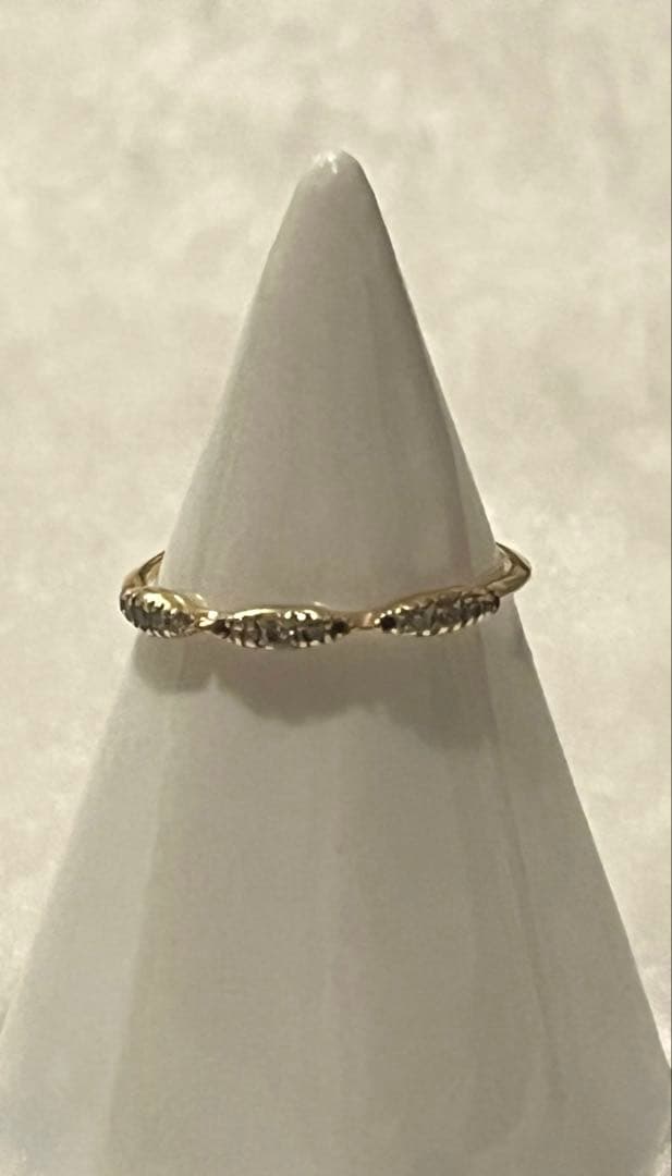 ノジェスk10 ゴールドシンプルリング ダイヤモンド0.11ct +N刻印