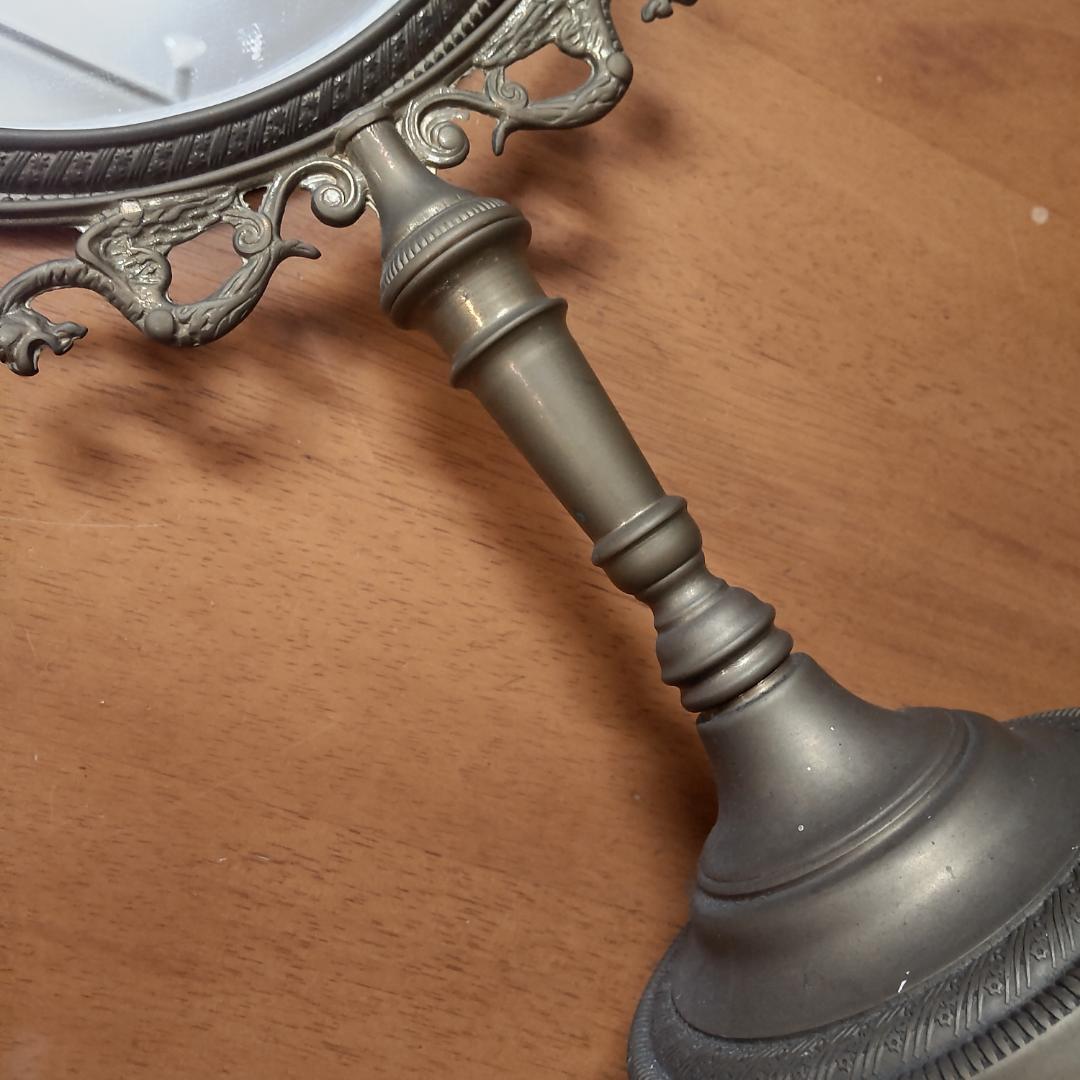 アンティーク仕上げ　鏡 ミラー スタンドミラー 卓上ミラー 卓上鏡 真鍮　ゴール