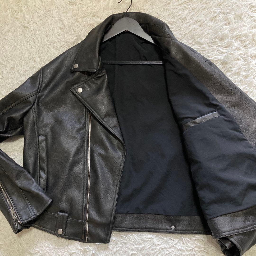 ザラ レザージャケット XL ダブル ライダース 本革 ブラック バイク