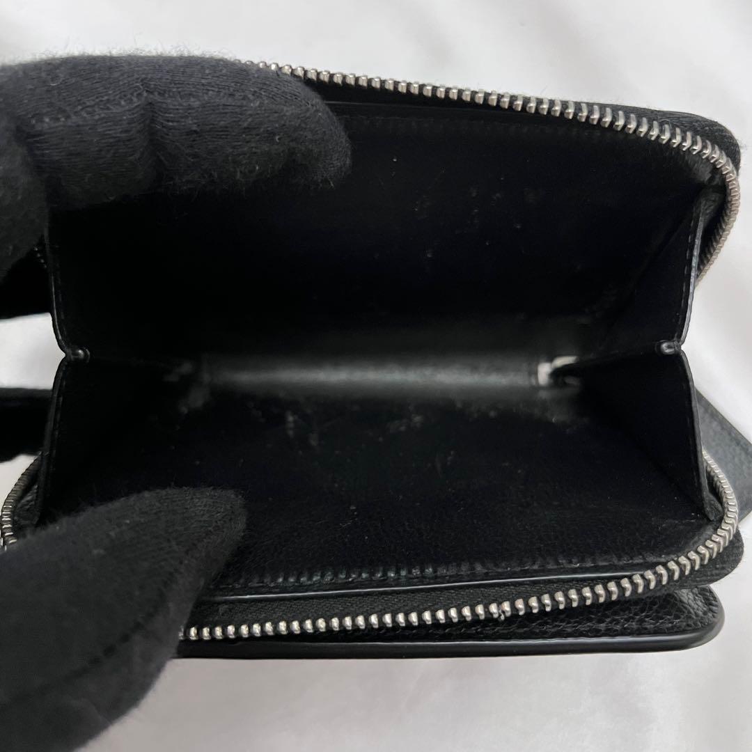 ◇美品◇サンローラン　二つ折り財布　グレインレザー　ブラック　YSLロゴ