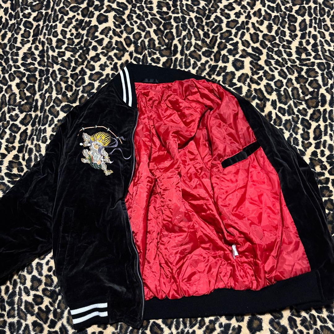 スカジャン　雷神　ベロア生地