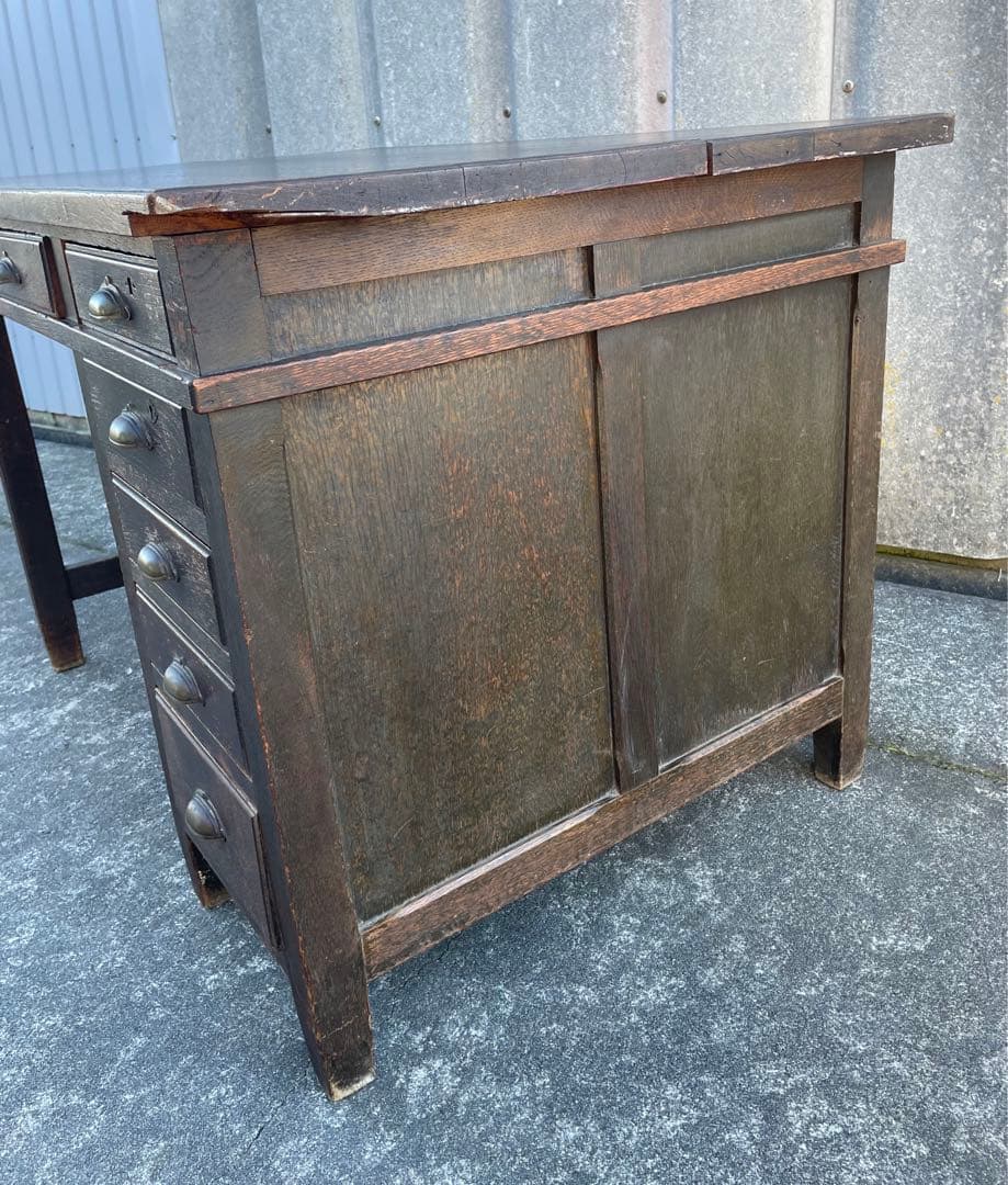 ビンテージ/古道具/無垢材/片袖机/書斎机/学習机/作業台/デスク/店舗什器/⑨