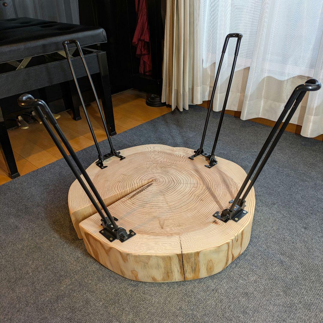 杉　アイアン脚　テーブル　切り株　 輪切り　高さ約52㎝