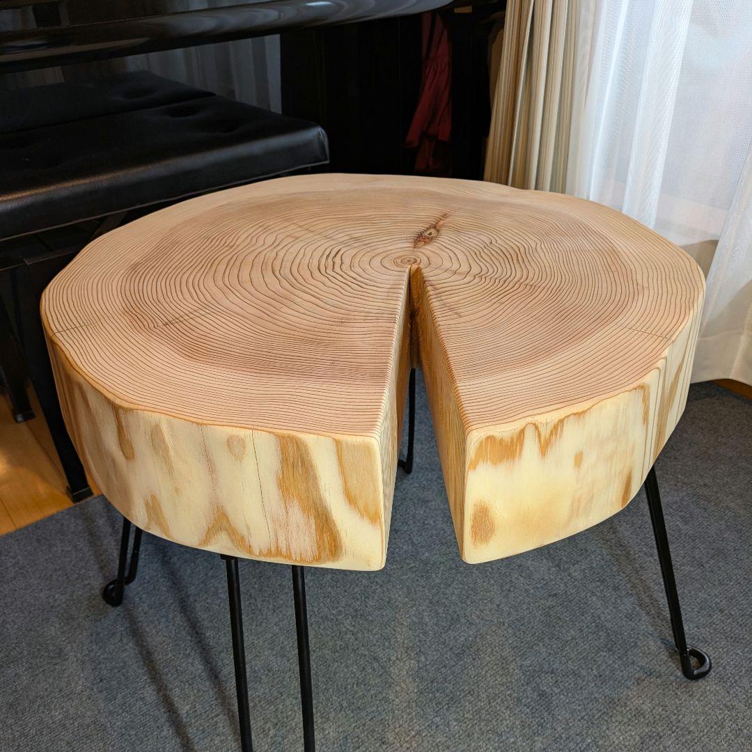 杉　アイアン脚　テーブル　切り株　 輪切り　高さ約52㎝