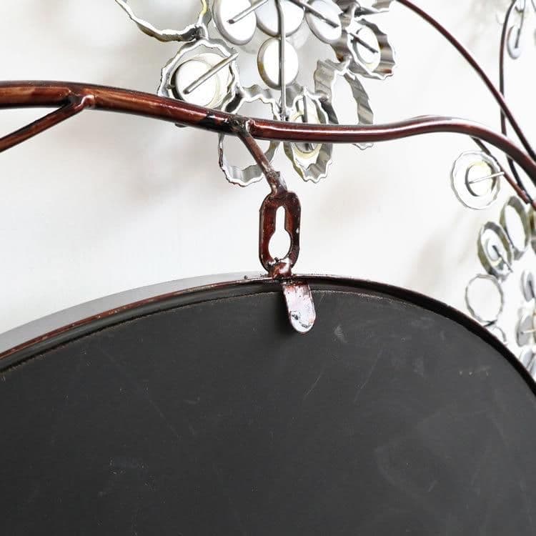 輸入雑貨　ロートアイアン　『ジュエルフラワーミラー』　クリスタルガラス